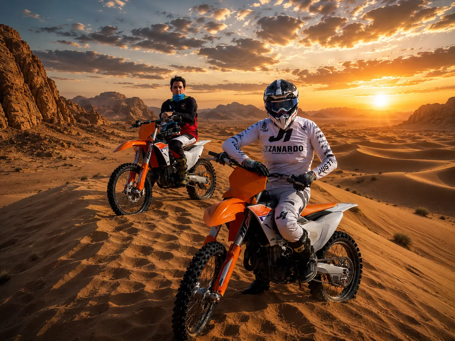 Dubai dirt bike adventure KTM desert ride in Lahbab red dunes