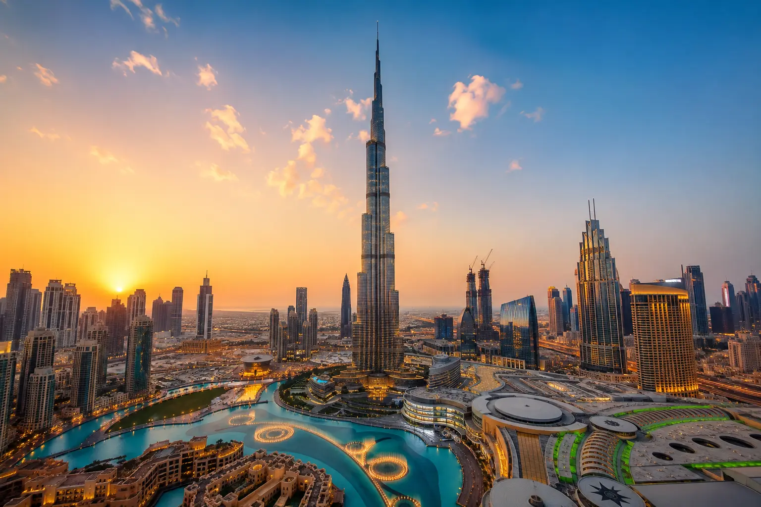 Downtown Dubai skyline with Burj Khalifa