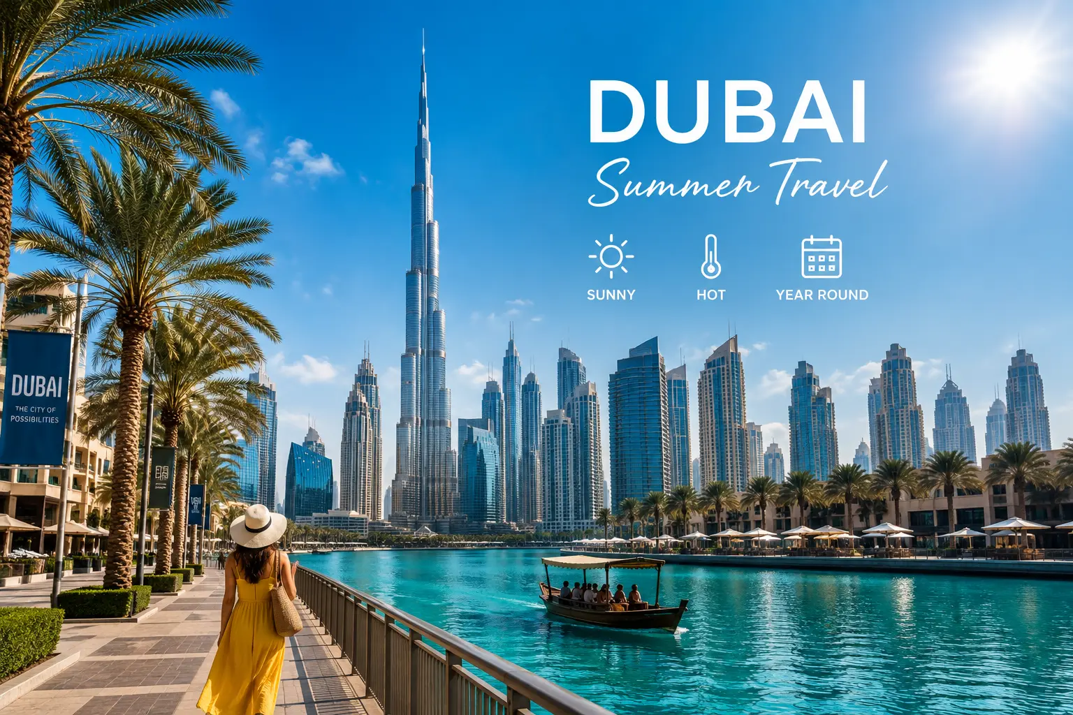 Dubai skyline during summer travel